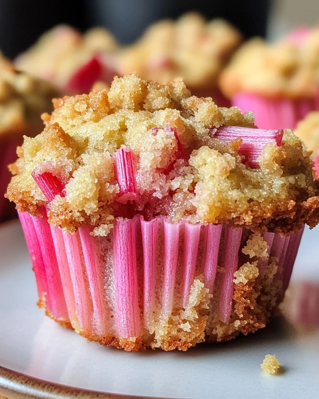 Rhabarber-Muffins mit Vanillestreuseln
