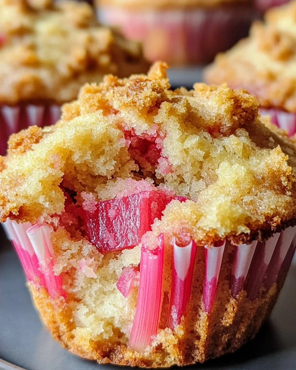 Rhabarber-Muffins mit Vanillestreuseln