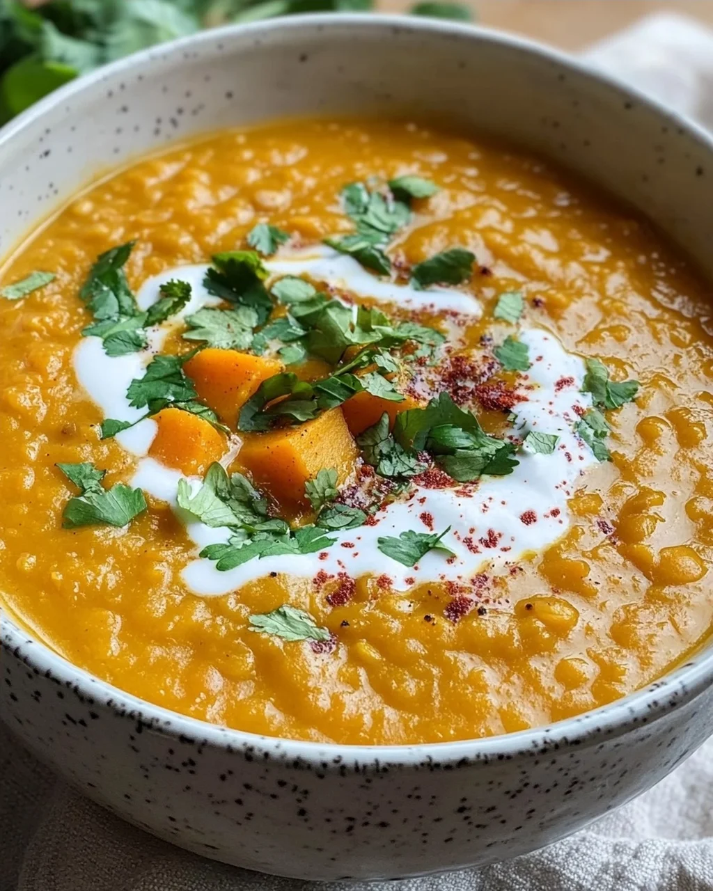 Rote Linsensuppe mit Süßkartoffeln