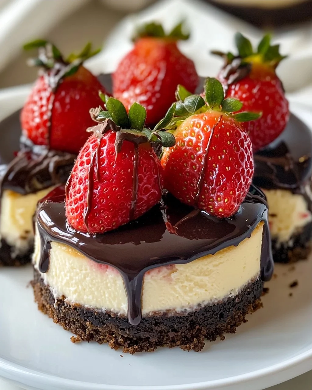 Schokoladenüberzogene Erdbeer-Cheesecakes – Genuss pur!