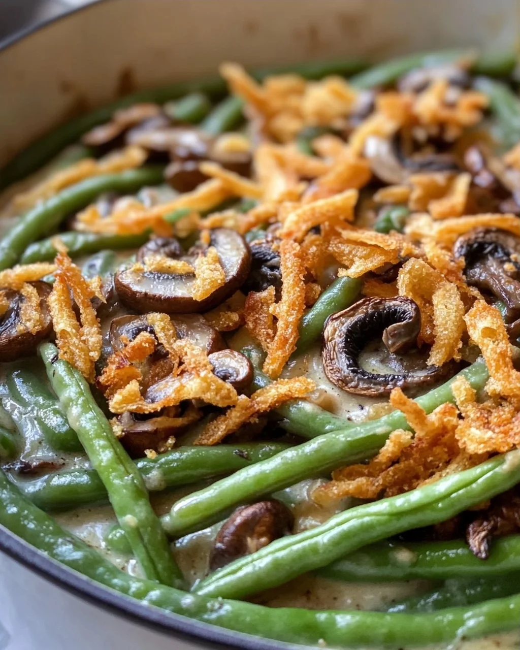 Vegane grüne Bohnenauflauf