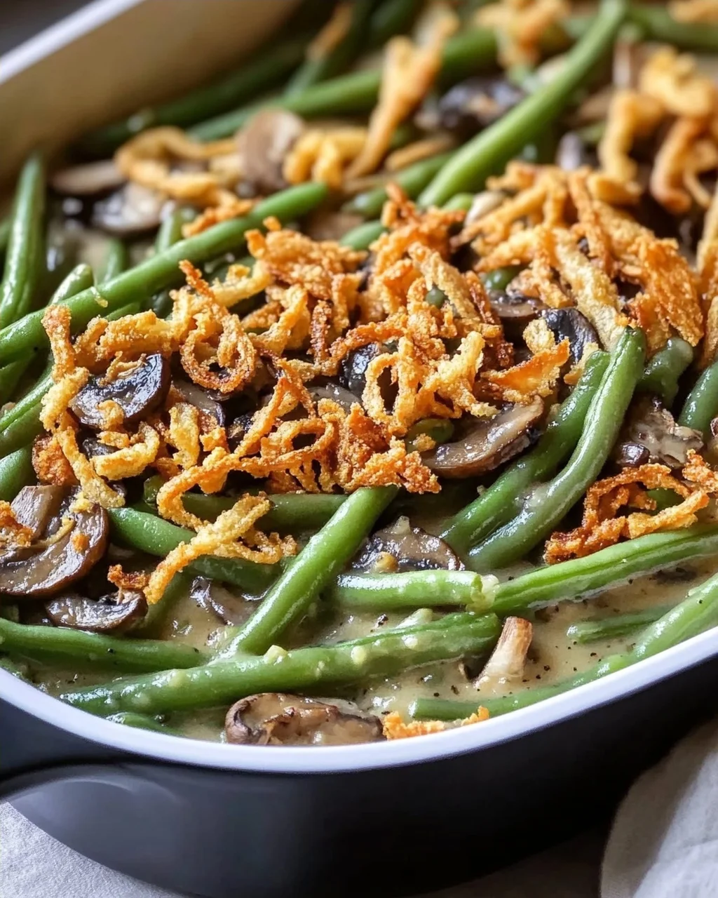 Vegane grüne Bohnenauflauf
