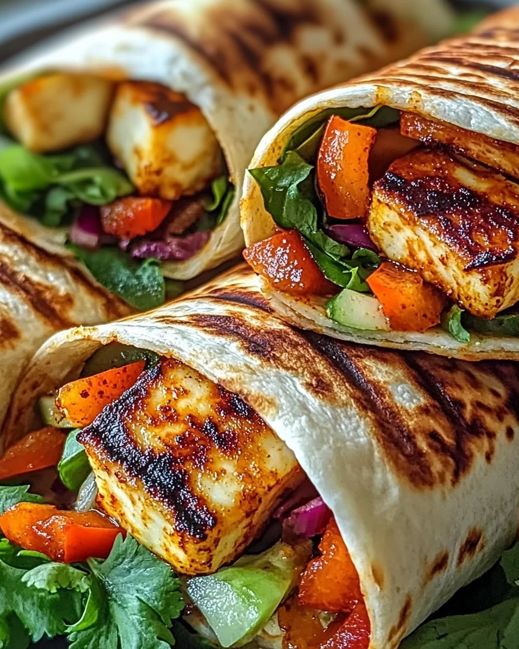 Vegetarische Süß-Chili-Halloumi-Wraps für deinen Genuss