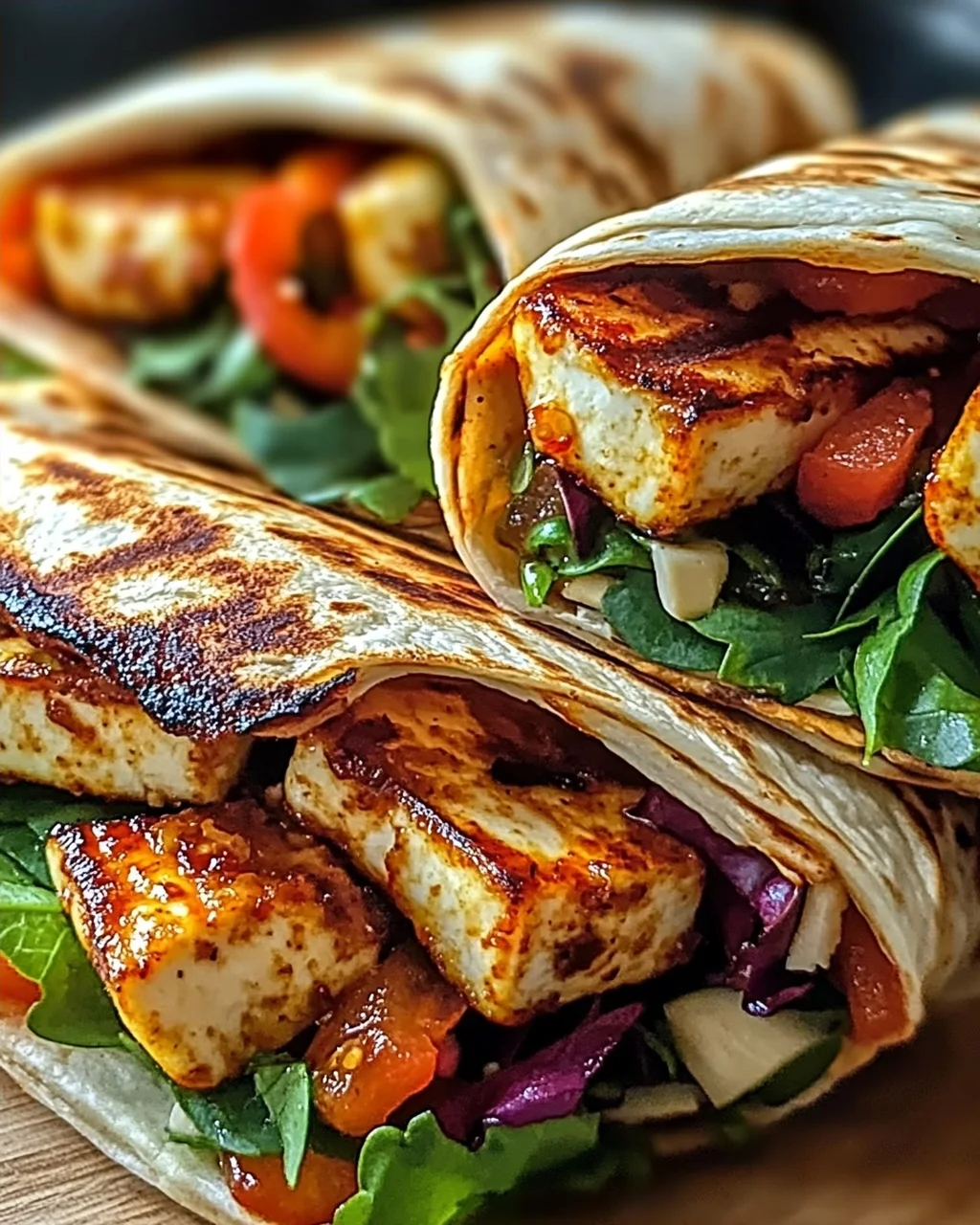 Vegetarische Süß-Chili-Halloumi-Wraps für deinen Genuss