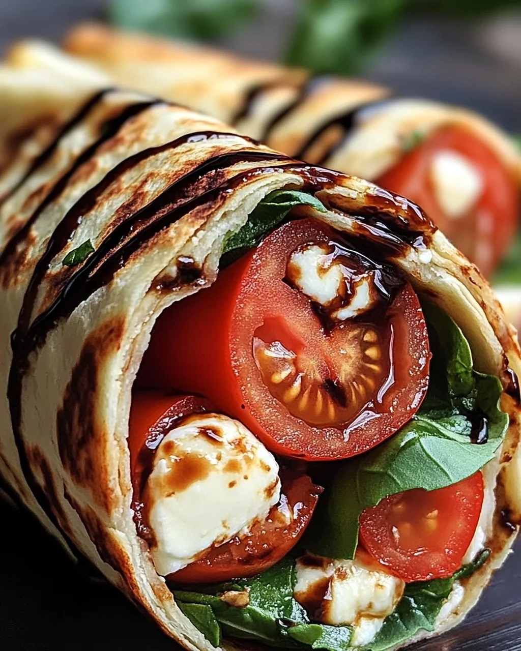 Vegetarischer Wrap mit Tomate und Mozzarella
