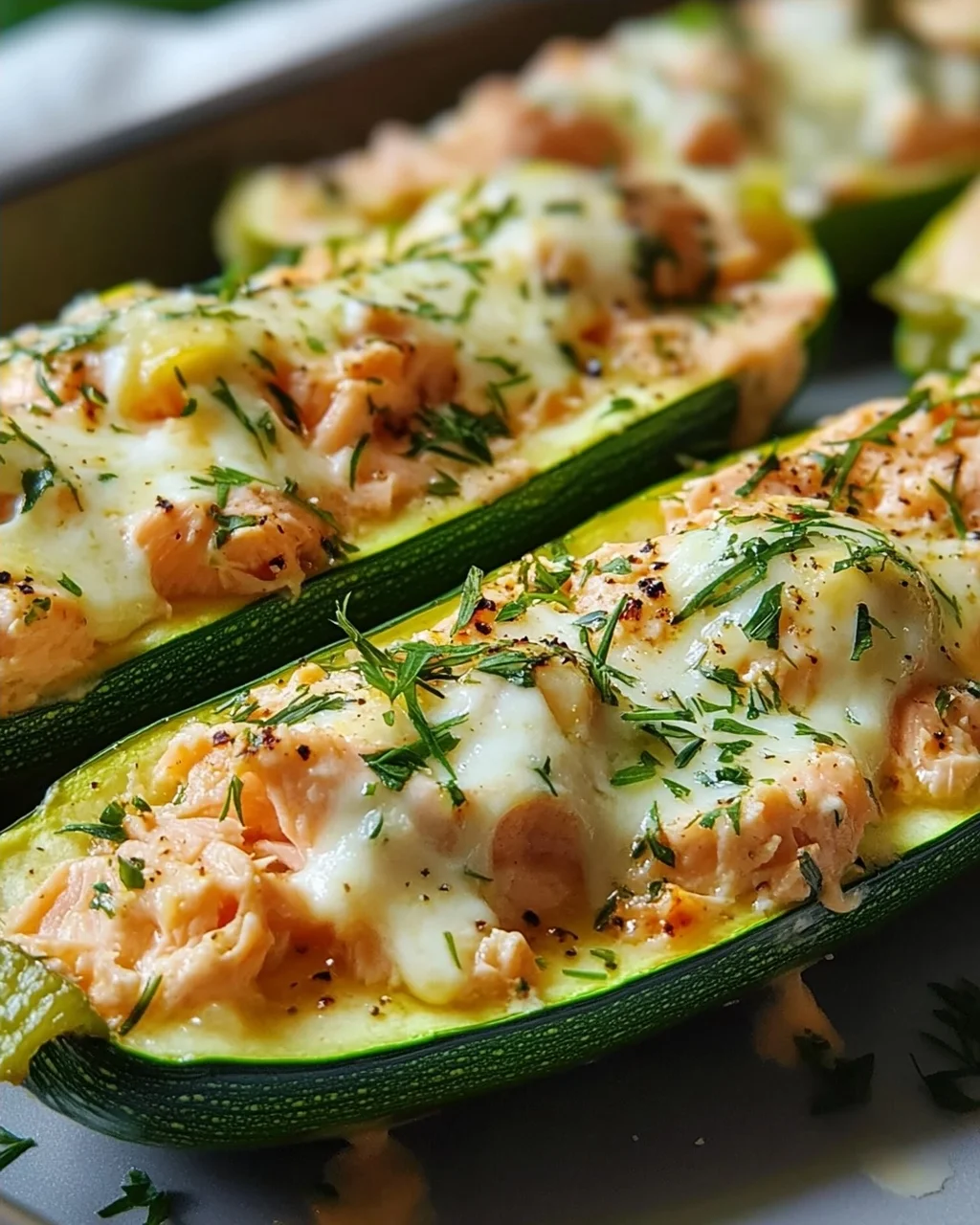 Zucchini-Boote mit Lachs-Zitronen-Creme