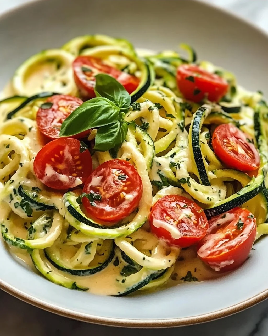 Zucchininudeln mit Frischkäse und Tomaten – Einfach genießen!